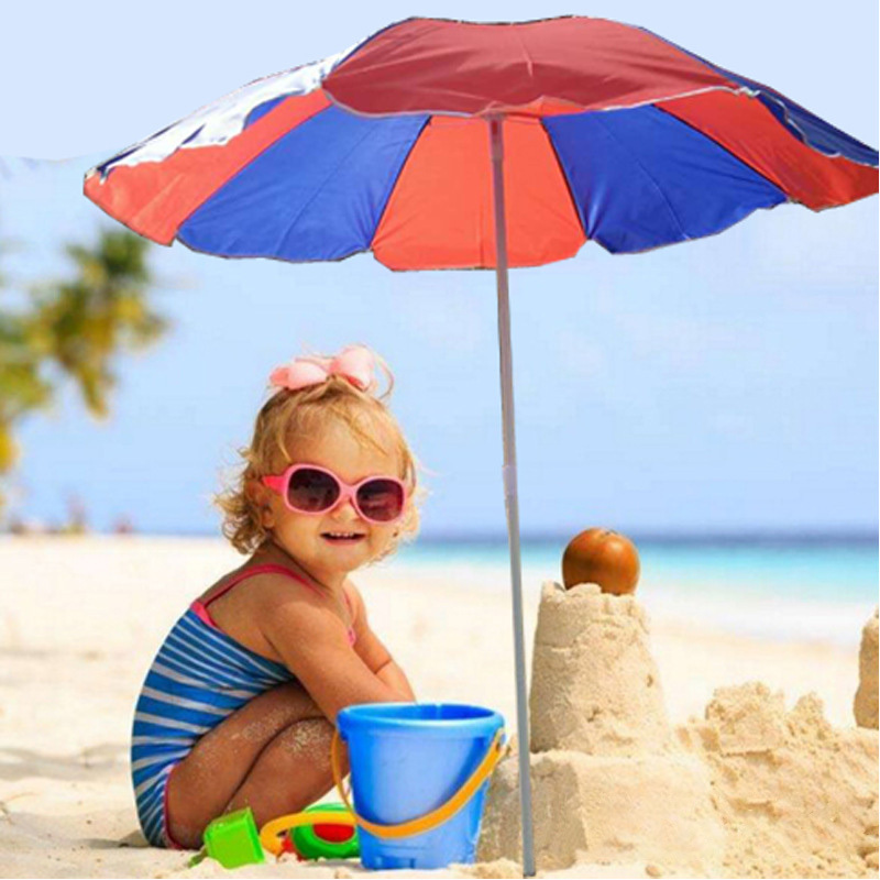 Hot sale anti windproof beach tent umbrella for kids Travel Portable Beach parasols Umbrella with logo prints outdoor umbrellas