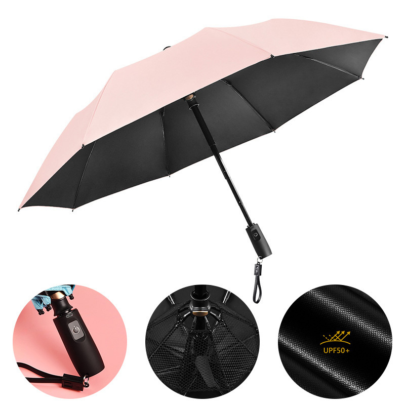 Hot sale umbrella with built-in fan and USB Vinyl sunscreen parasol umbrellas for the rain with logo printing rain umbrellas