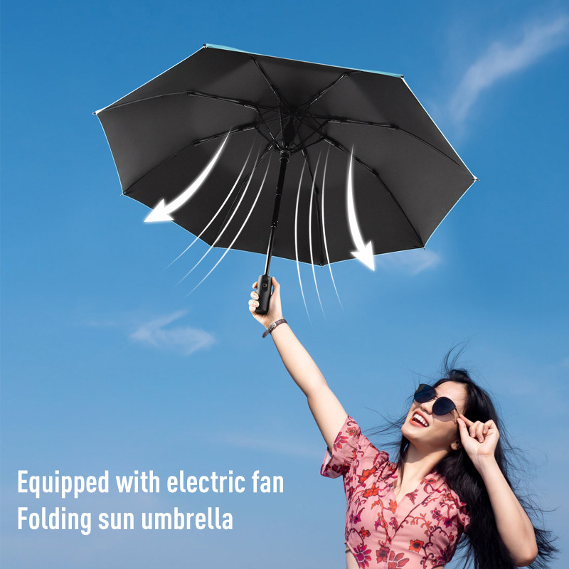 Hot sale umbrella with built-in fan and USB Vinyl sunscreen parasol umbrellas for the rain with logo printing rain umbrellas