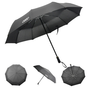 Ten-Bone Large Manual Folding Sunshade Umbrella for Men Business Advertising Three-Fold Travel Umbrella