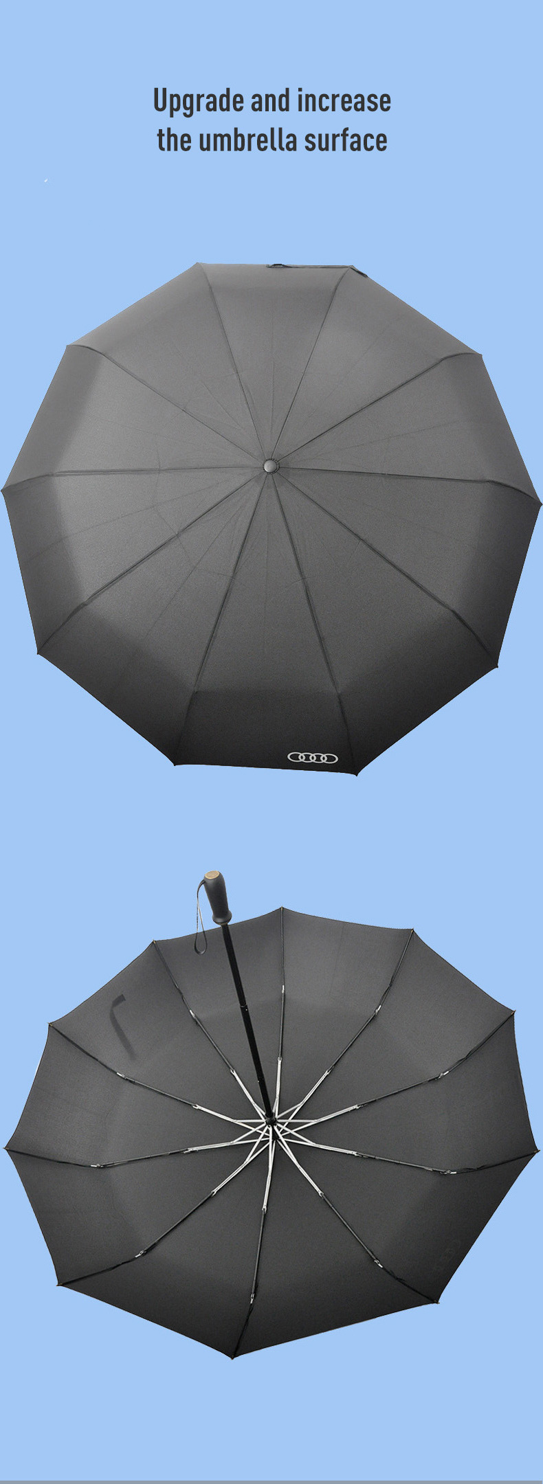 Ten-Bone Large Manual Folding Sunshade Umbrella for Men Business Advertising Three-Fold Travel Umbrella