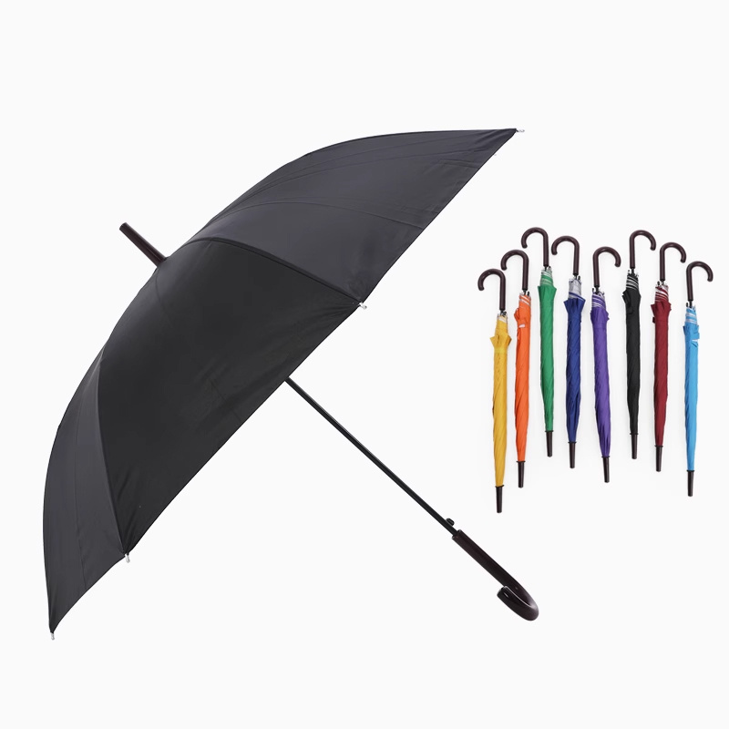 Silver glue umbrella Straight pole long handle bend the Random Color 8 bone semi automatic straight umbrella with logo