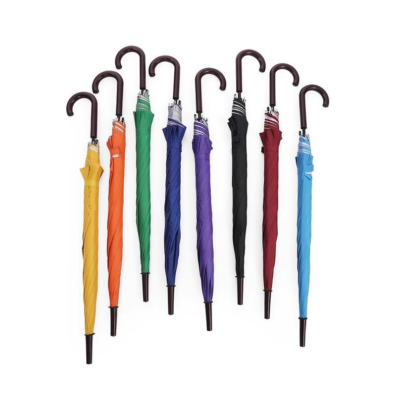 Silver glue umbrella Straight pole long handle bend the Random Color 8 bone semi automatic straight umbrella with logo