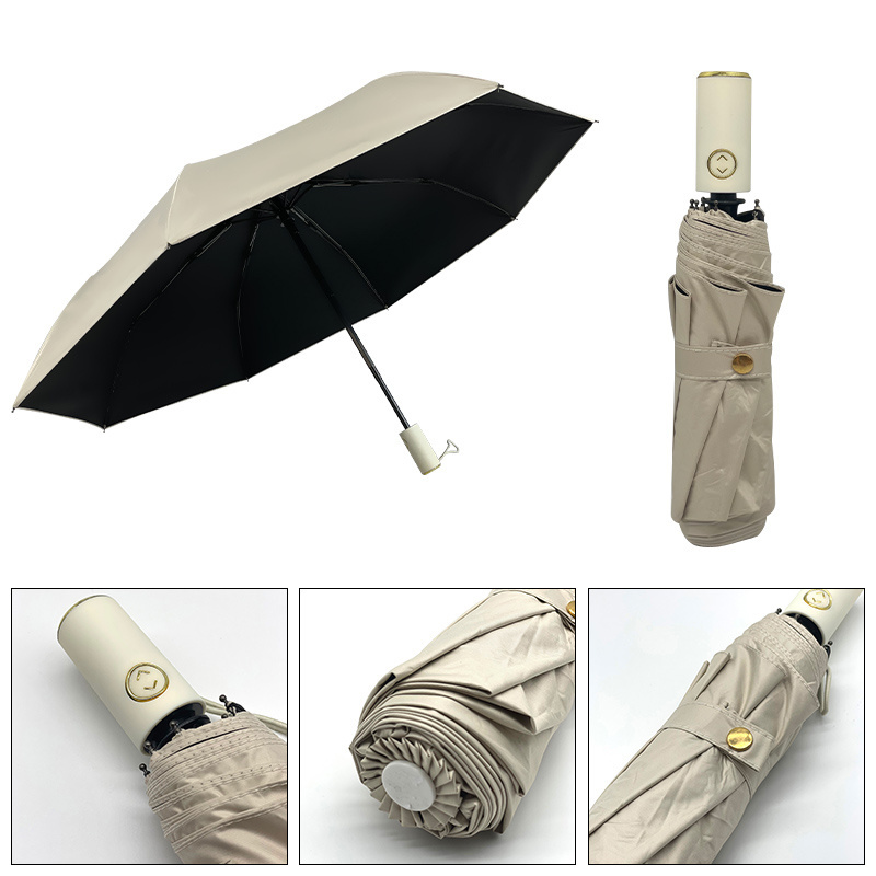 Portable 12 Rib 23Inch Reverse Automatic 3 Folding waterproof  With Silver Strip Anti uv personal Umbrella with logo paraguas