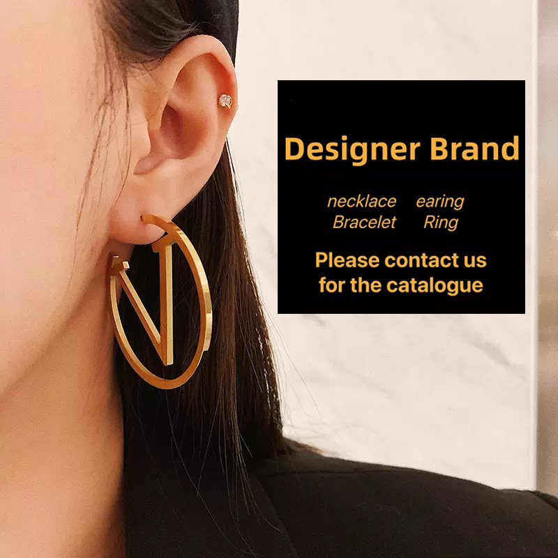 Luxury Famous Brands Designer Earrings 18k Gold Plated Stainless Steel Letter Hoop Earrings for Women