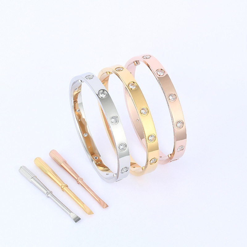 Fashion Luxury Designer Nail Bracelet Stainless Steel 18K Gold Plated Screwdriver Screw Bangle Bracelet For Couple