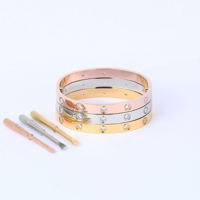 Fashion Luxury Designer Nail Bracelet Stainless Steel 18K Gold Plated Screwdriver Screw Bangle Bracelet For Couple