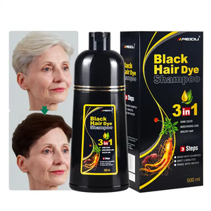 OEM private label wholesale hair care meidu 500ML herbal ppd and ammonia free black dye hair color shampoo