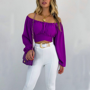 wholesale fall 2022 women clothes ready to ship blouses elegant women crop top blouses shirts urban clothing for ladies