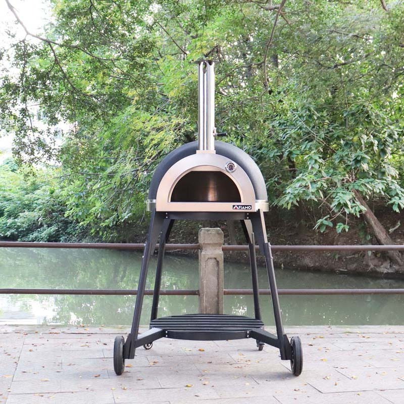 FIAMO  Freestanding Wood Fired Clay Pizza Oven Clay Outdoor Stove for Outdoor Kitchen