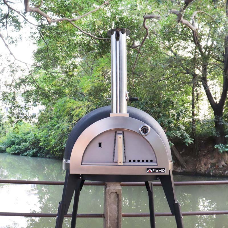 FIAMO  Freestanding Wood Fired Clay Pizza Oven Clay Outdoor Stove for Outdoor Kitchen