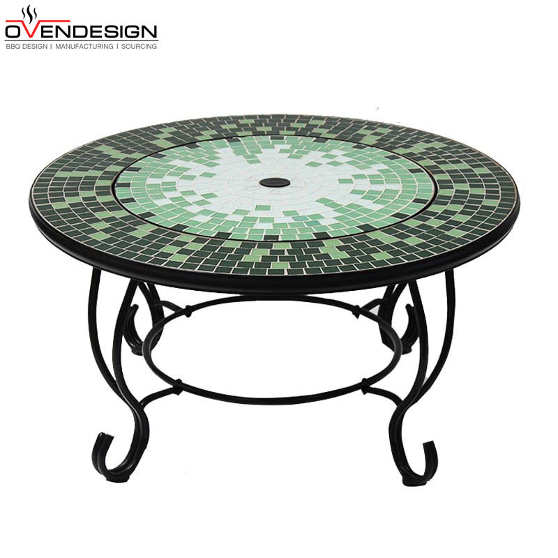 Exquisite Structure Garden Supplies Fire Bowl BBQ Grill Poker Glass Top Table Outdoor Fire Pit With Center Lid