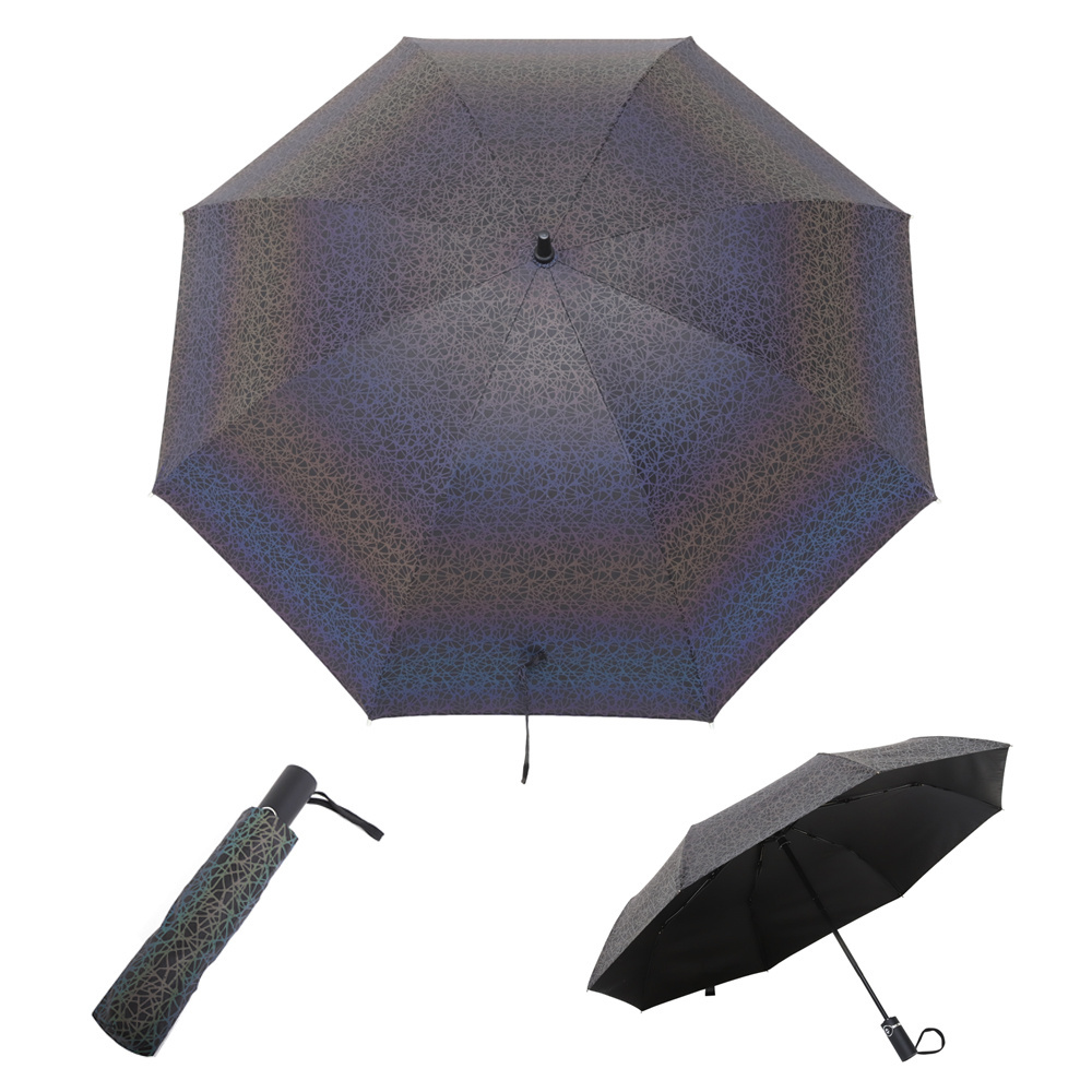 OVIDA 3 folding fully auto umbrella reflective fabric special umbrella with logo