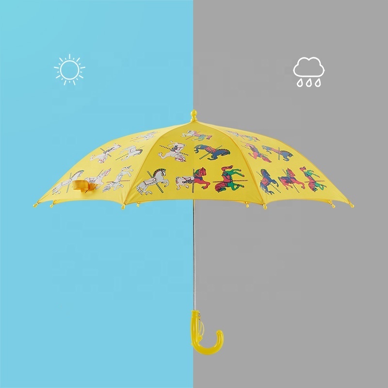 Ovida animal cute logo printing custom kids umbrella color changing when wet umbrella for child