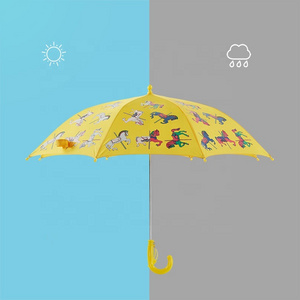 Ovida animal cute logo printing custom kids umbrella color changing when wet umbrella for child