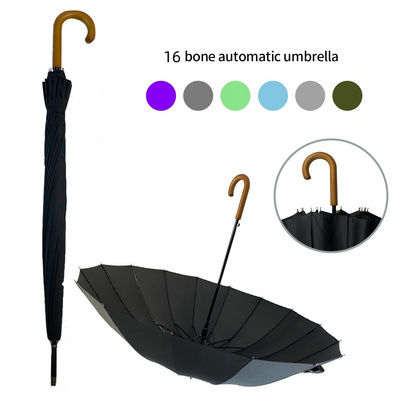 Ovida promotional customized golf umbrellas 27 inch 16 ribs big size  golf straight umbrella with wooden handle