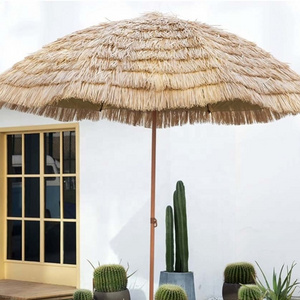 Ovida Wholesale 2m Parasol Pool Waterproof Fabricated Palm Leaf Straw Thatch Roofing Beach Umbrella