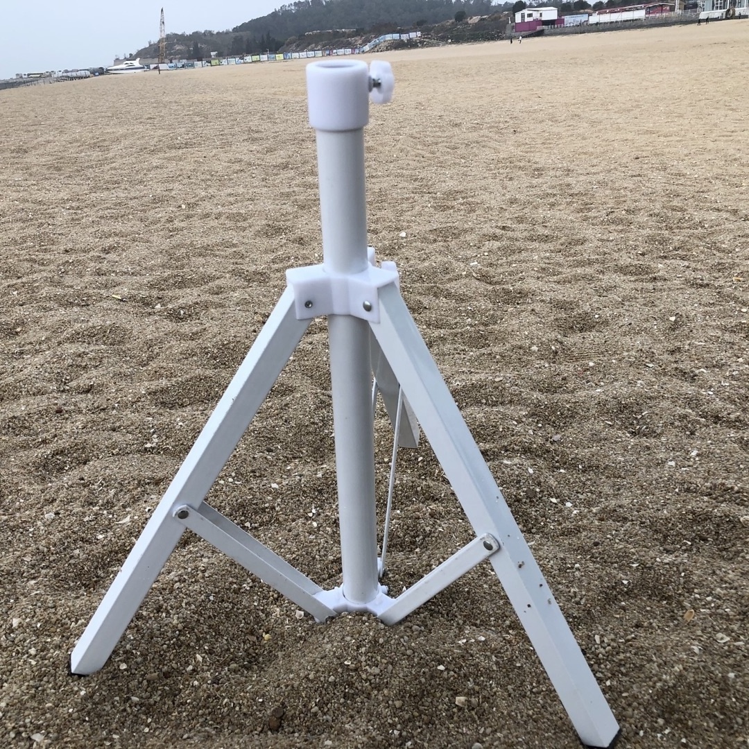 Ovida outdoor wood painting parasol beach umbrella abs water base 3legs triangle sand fill metal base