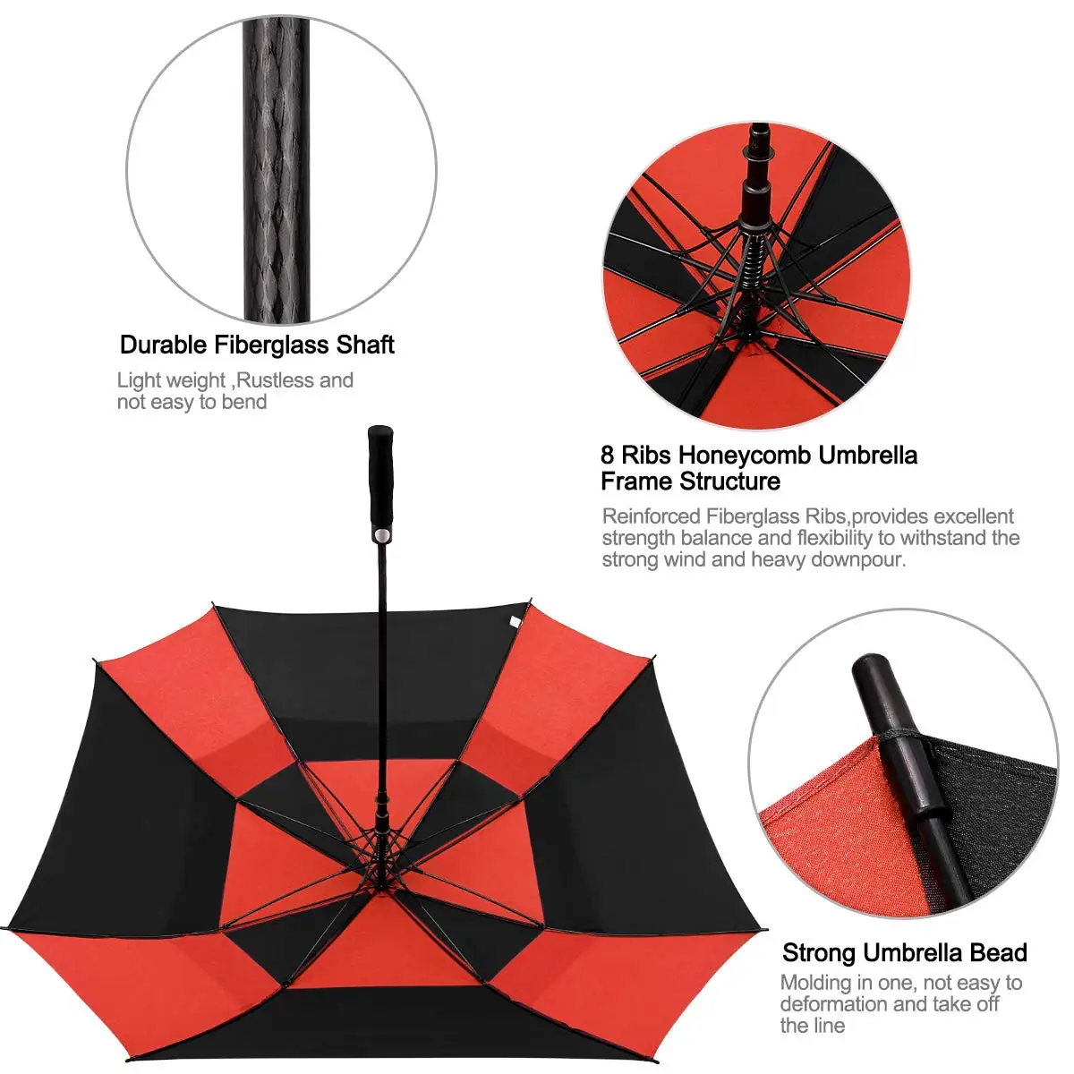 Ovida large golf umbrella windproof double layer canopy vented auto open straight golf umbrellas for custom logo print ads