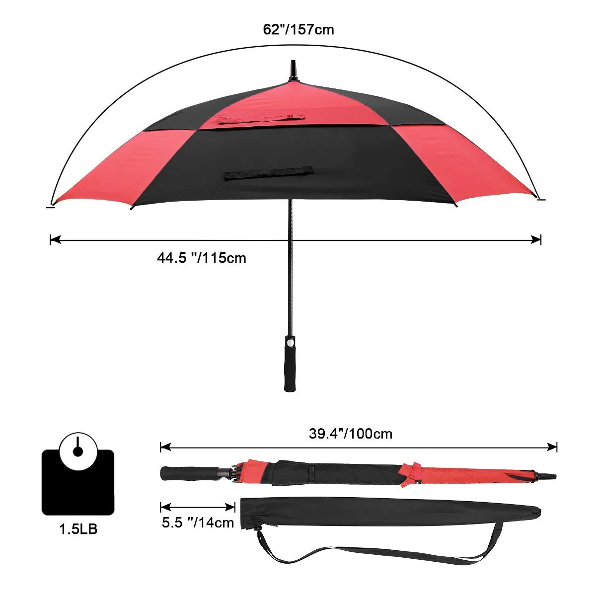 Ovida large golf umbrella windproof double layer canopy vented auto open straight golf umbrellas for custom logo print ads