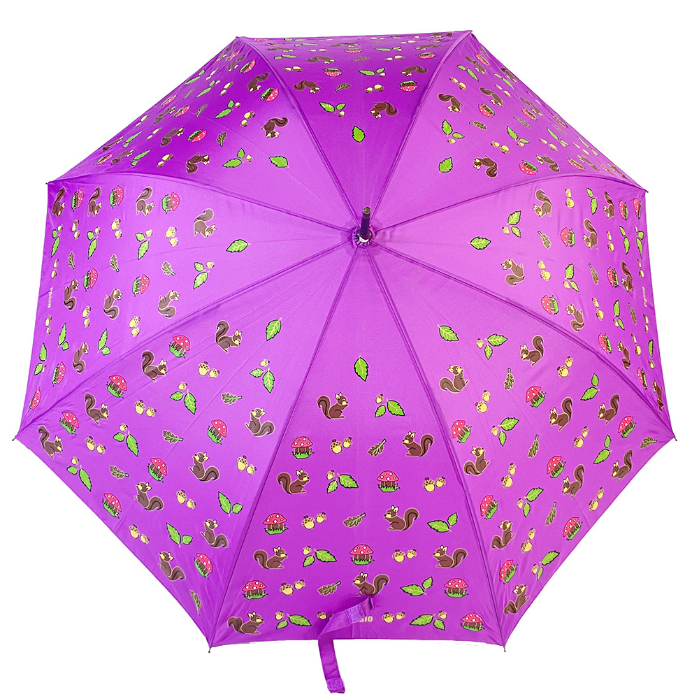 Ovida Auto Open long crook handle nice purple color straight umbrella custom logo printed cute paraguas umbrellas