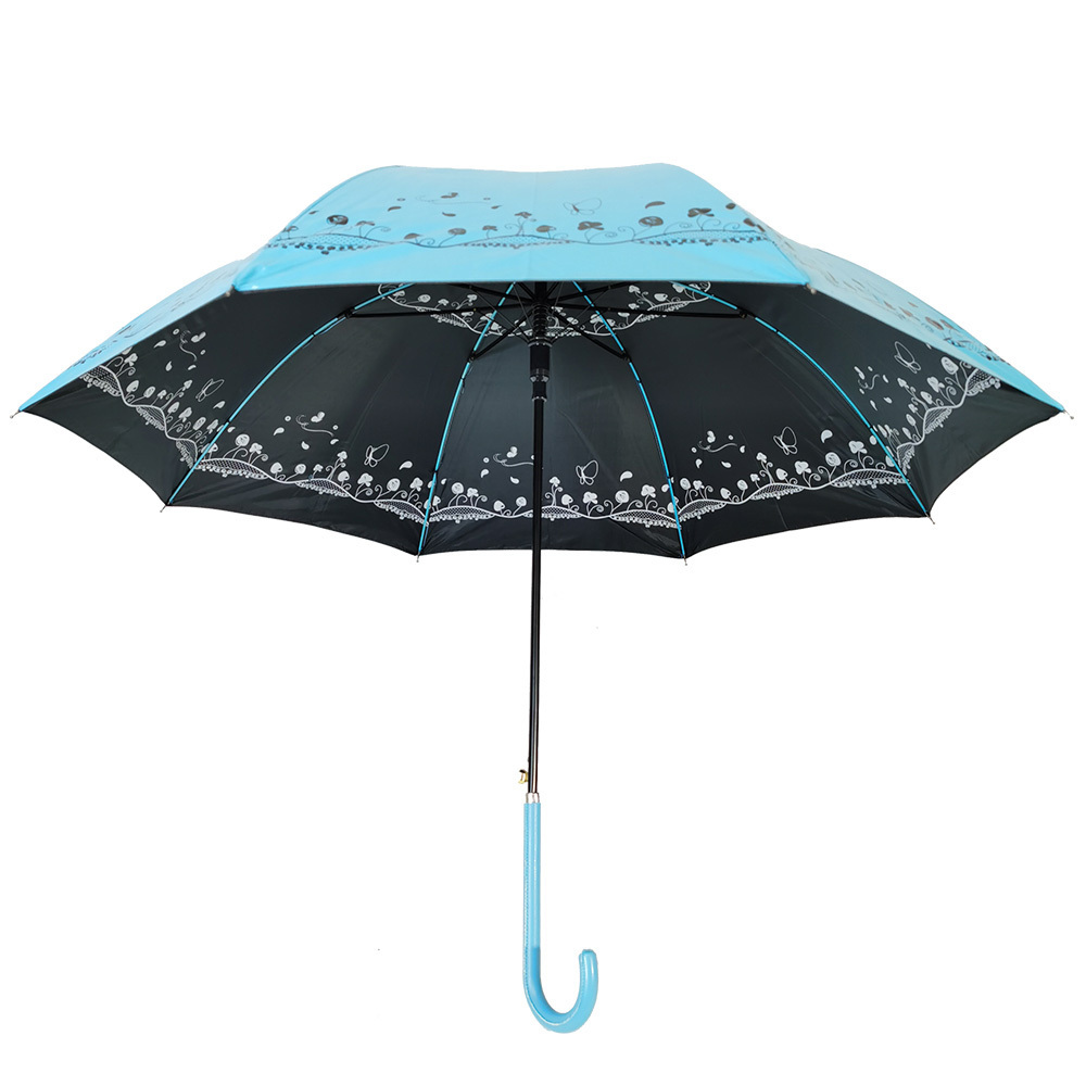 Ovida Sun Protection Anti-ultraviolet Blue And Black UV Coating Umbrella Korean Version Woman Umbrella