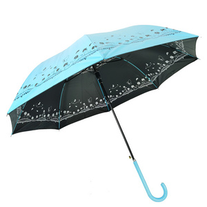 Ovida Sun Protection Anti-ultraviolet Blue And Black UV Coating Umbrella Korean Version Woman Umbrella