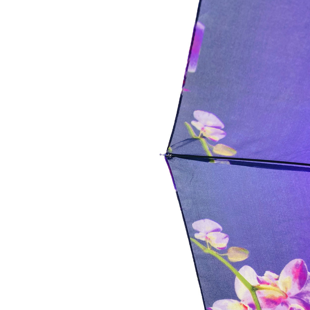 Ovida Custom high quality sun umbrella beauty purple flowers semi-automatic  folding rain umbrella with logo customized