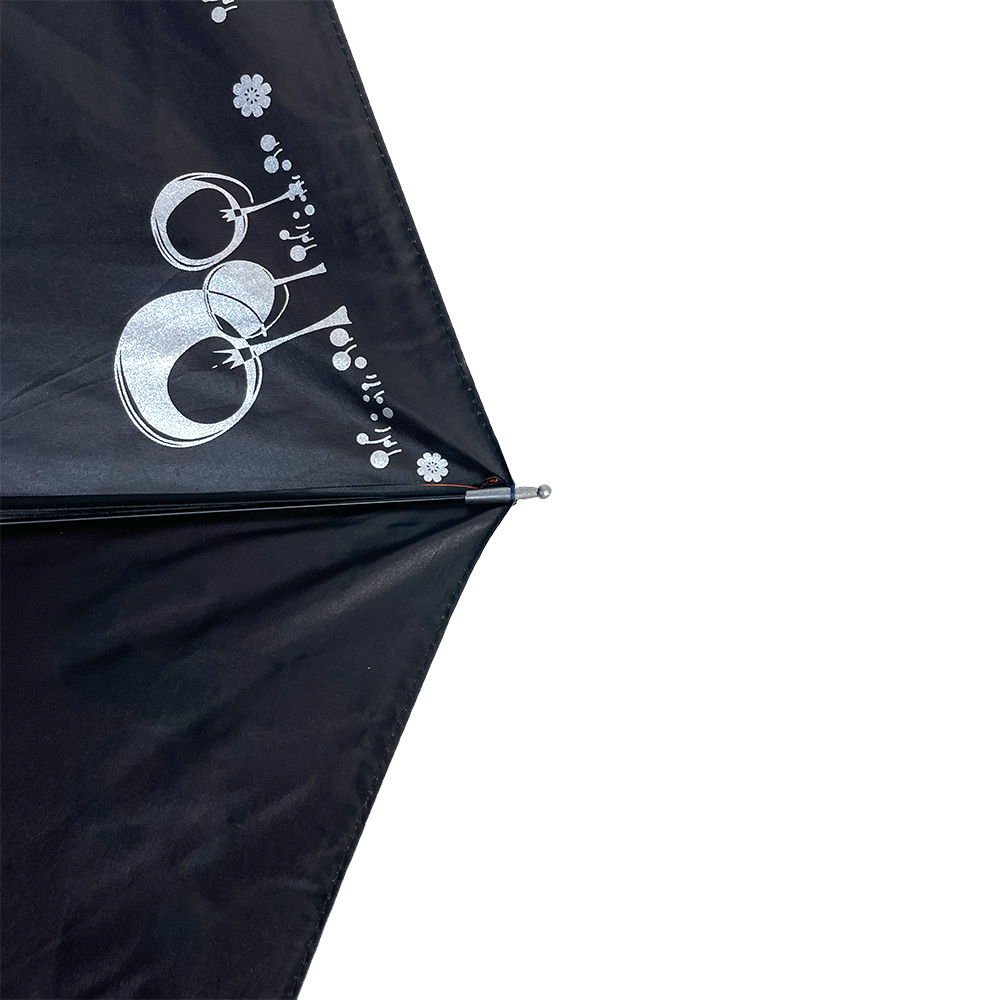 OVIDA 3 folding orange parasol black UV coating with custom silver shinning logo umbrella