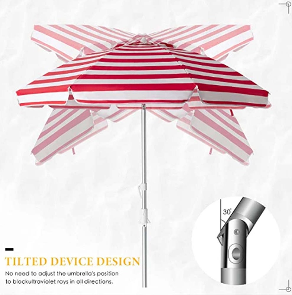 OVIDA Oversize Portable Outdoor Beach Umbrella with Sand Anchor and Tilt Mechanism Premium Quality