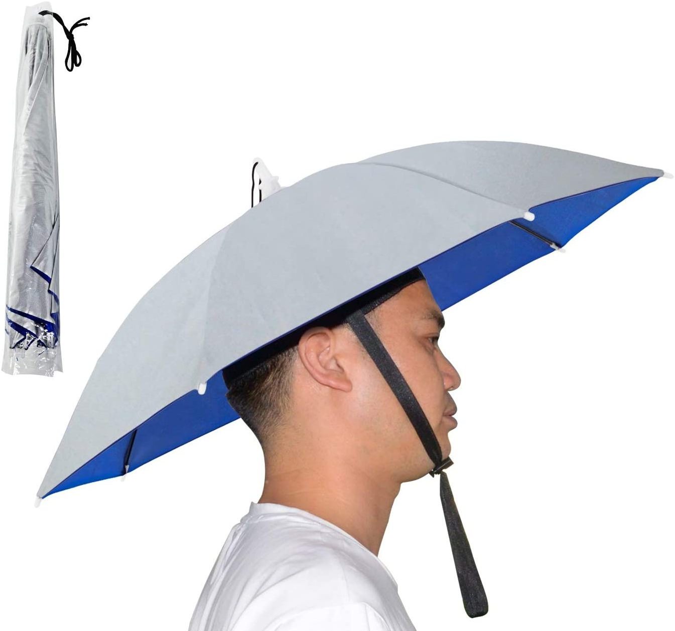 Promotional Customized Colorful Mini Foldable Rain Sun Hard Head Hat Umbrella For Adults and Kids