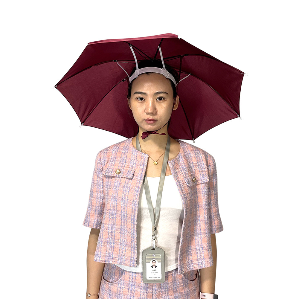 Promotional Customized Colorful Mini Foldable Rain Sun Hard Head Hat Umbrella For Adults and Kids