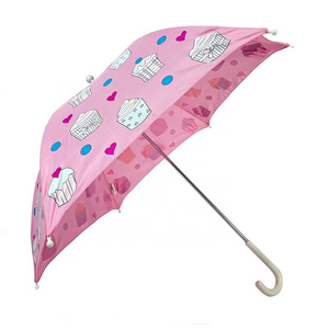 19Inch 8Ribs Straight Auto Open Cute Ice Cream Printing Kids Umbrella Rainproof Fashion Design Children Umbrella With Logo Print