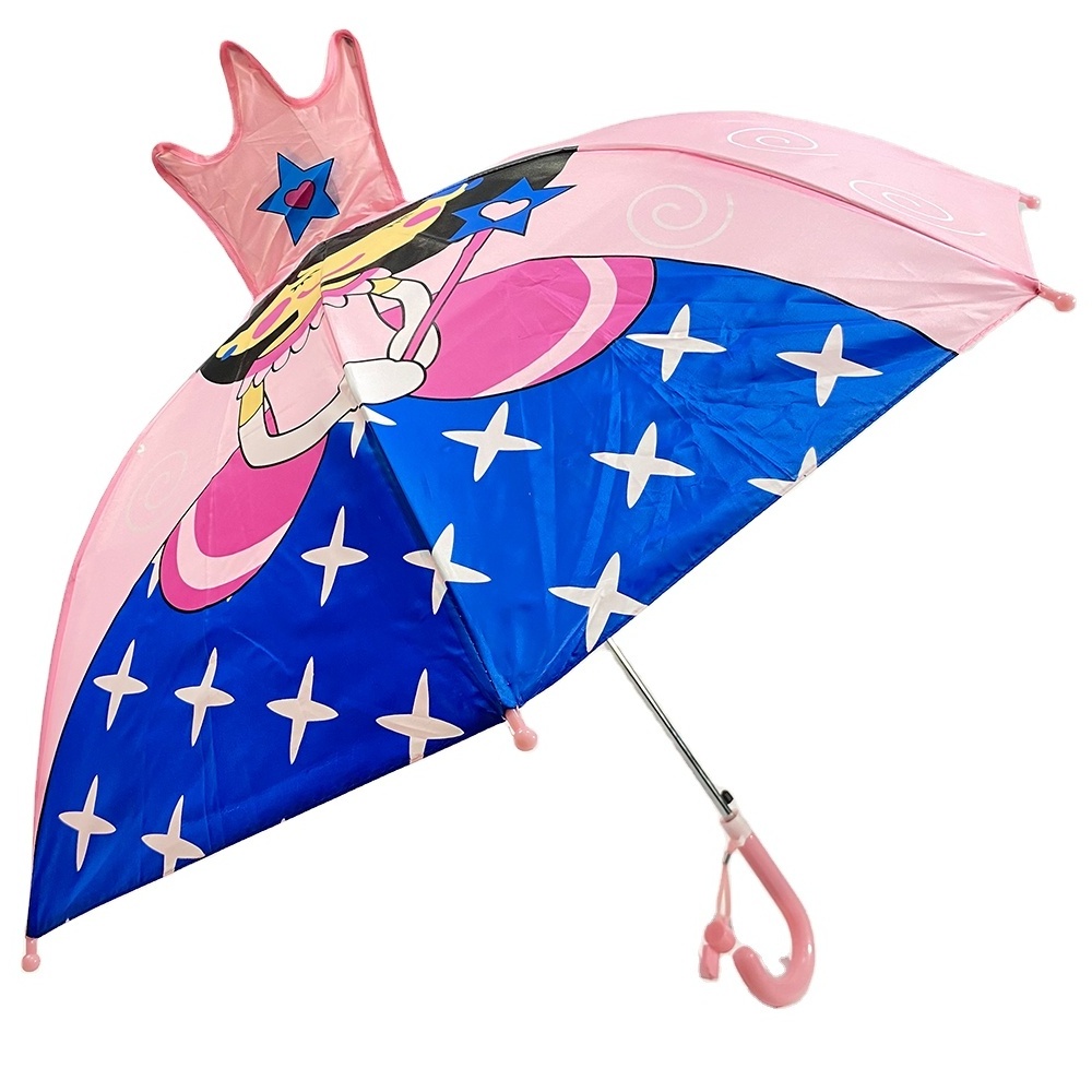 Ovida Popular Sale Cute Cat Fox Princess Design Children Straight Manual 17inch 8K Character Child 3D Kid Cartoon Umbrella