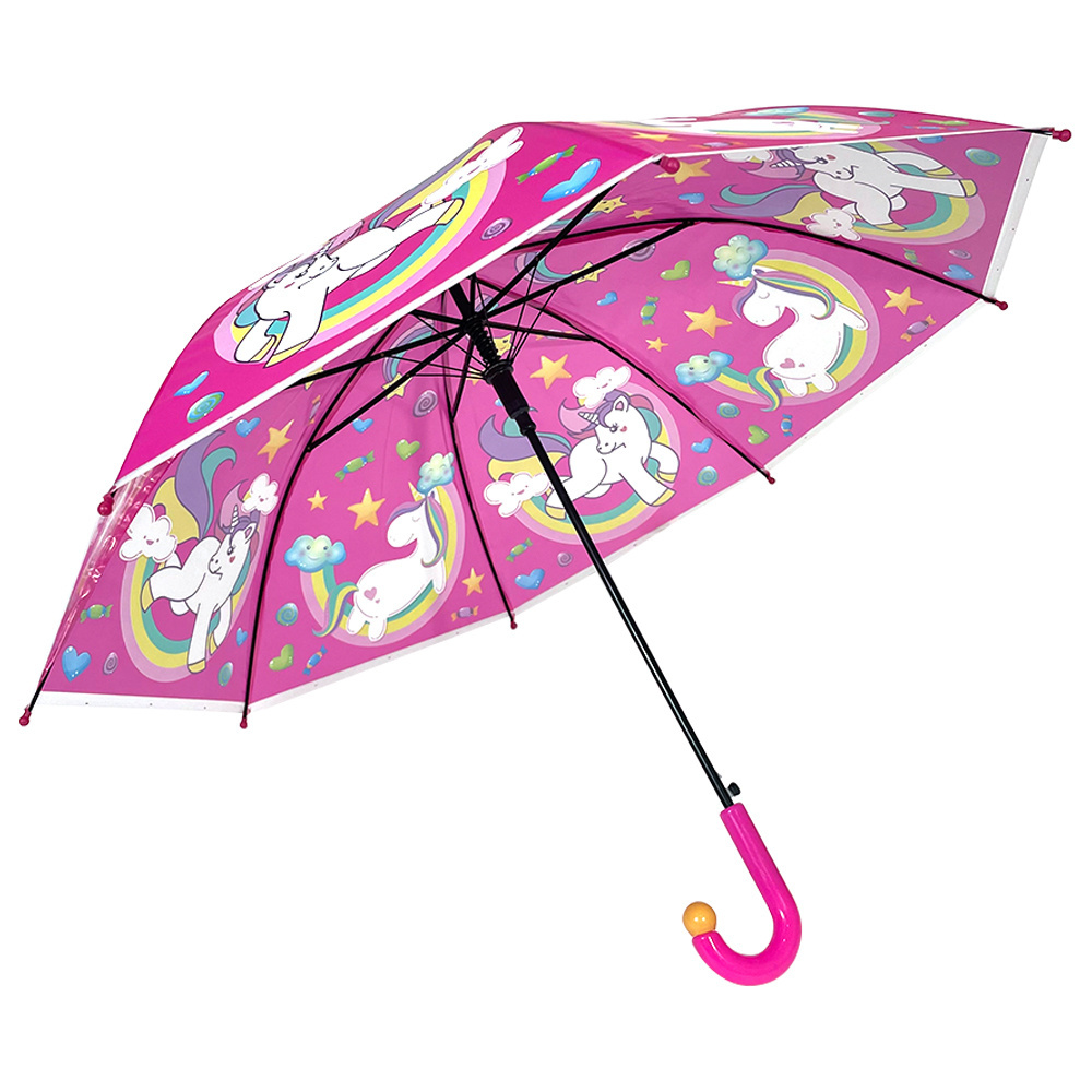 Ovida Auto Open 19''*8K Umbrella With Horse Printing Plastic Handle Promotion Oem Design Kid Children Umbrella For Girl