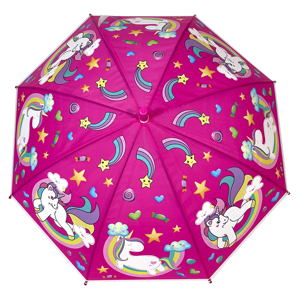 Ovida Auto Open 19''*8K Umbrella With Horse Printing Plastic Handle Promotion Oem Design Kid Children Umbrella For Girl