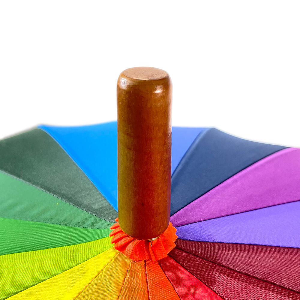 Ovida Wholesale Customized Logo Colorful Promotional Straight Umbrella Child Rainbow Tie Dye Umbrella 16K Rainbow Umbrella