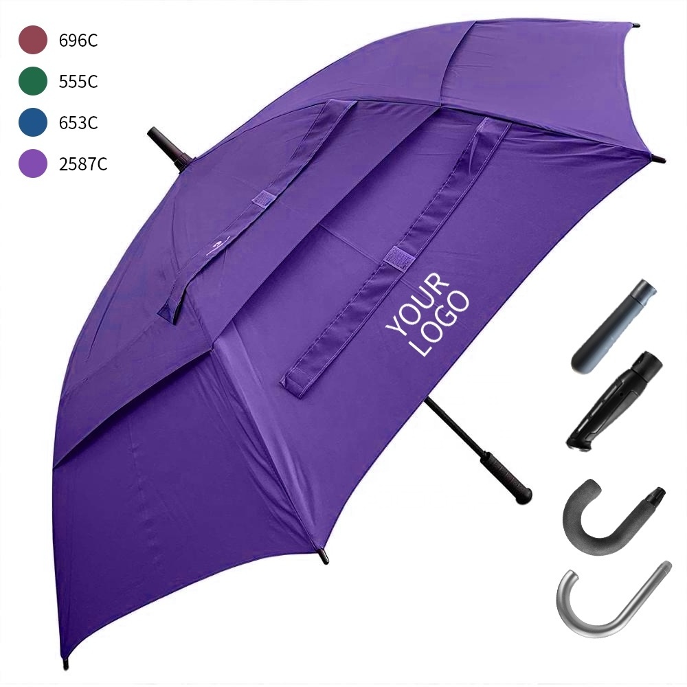 Ovida Windproof  Customized Printing Promotional Ads Straight Golf Umbrella Double Layer Outdoor Sports Umbrella