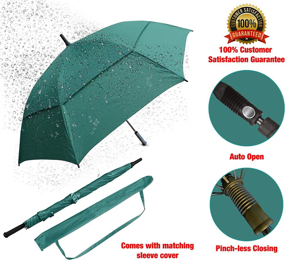 Ovida Windproof  Customized Printing Promotional Ads Straight Golf Umbrella Double Layer Outdoor Sports Umbrella