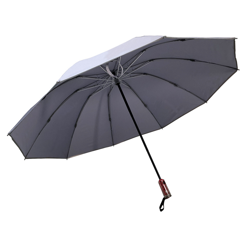 OVIDA Large Size Reverse Umbrella Clear Auto Handle Reflective taping 3 Fold Umbrella