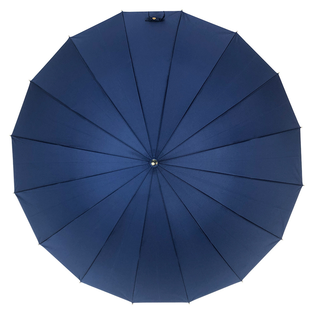 Ovida Bamboo J Shape Handle Straight Umbrella Navy Blue Color With Logo Custom Umbrella