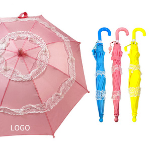 OVIDA with Lace Automatic Open Mini Kids Umbrella Color Fabric Genuine Guarantee Cute China Children Pink Custom for Children