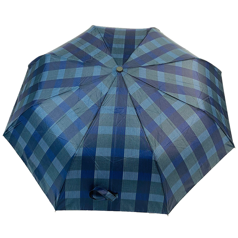 OVIDA Blue Color Scheme Plaid Pattern Umbrella Black Metal Frame Automatic Folding Umbrella Promotional