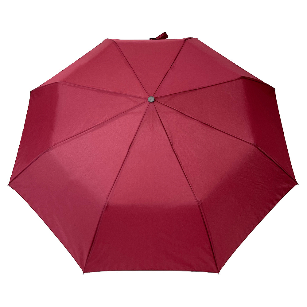 OVIDA Automatic Folding Umbrella Rubber Coated Handle Dark Red Fabric Color Umbrella With Logo