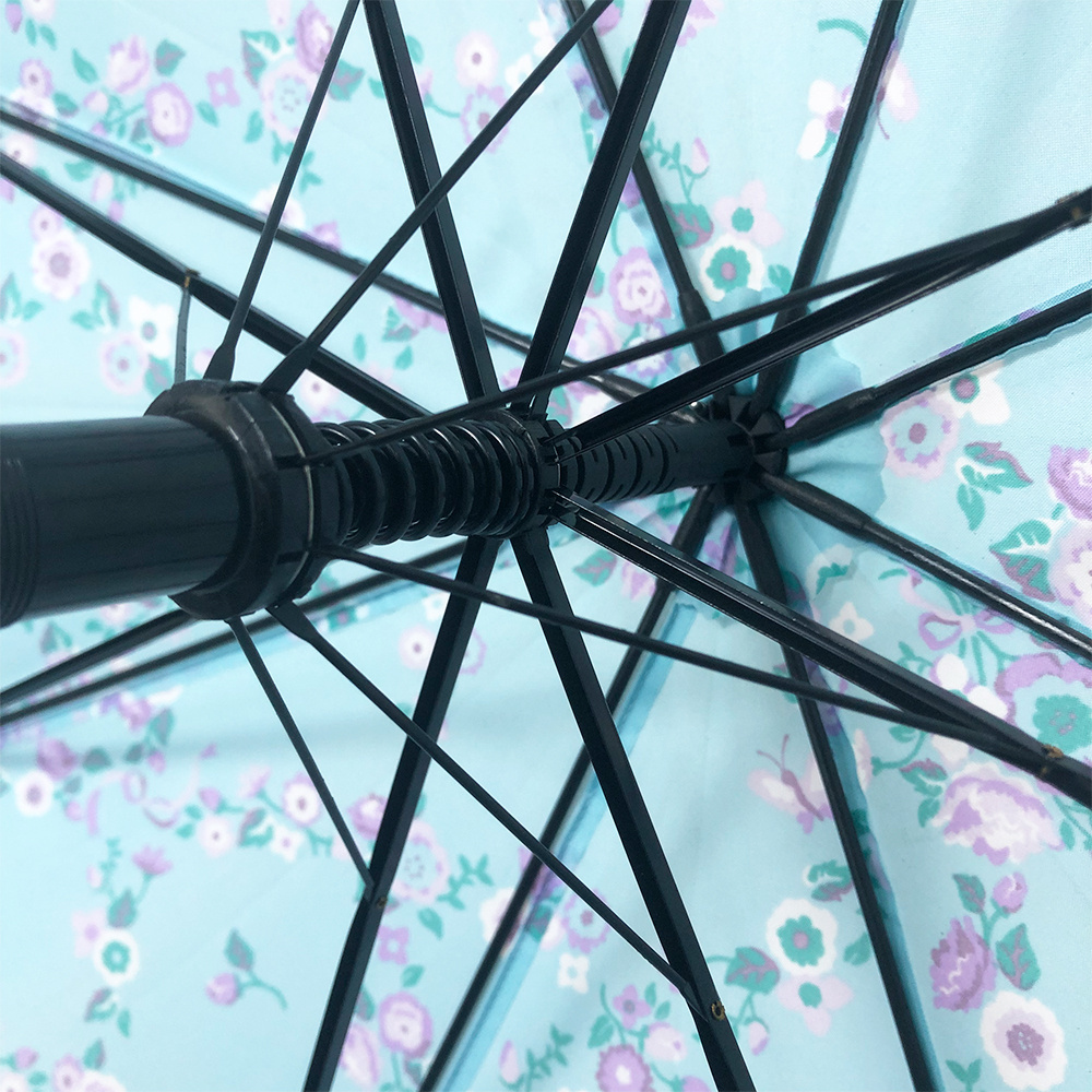 23 Inch 8K Korean Japanese Parasol Customized Fashionable Sakura Umbrella Strong Straight Leather Handle Rain Umbrella