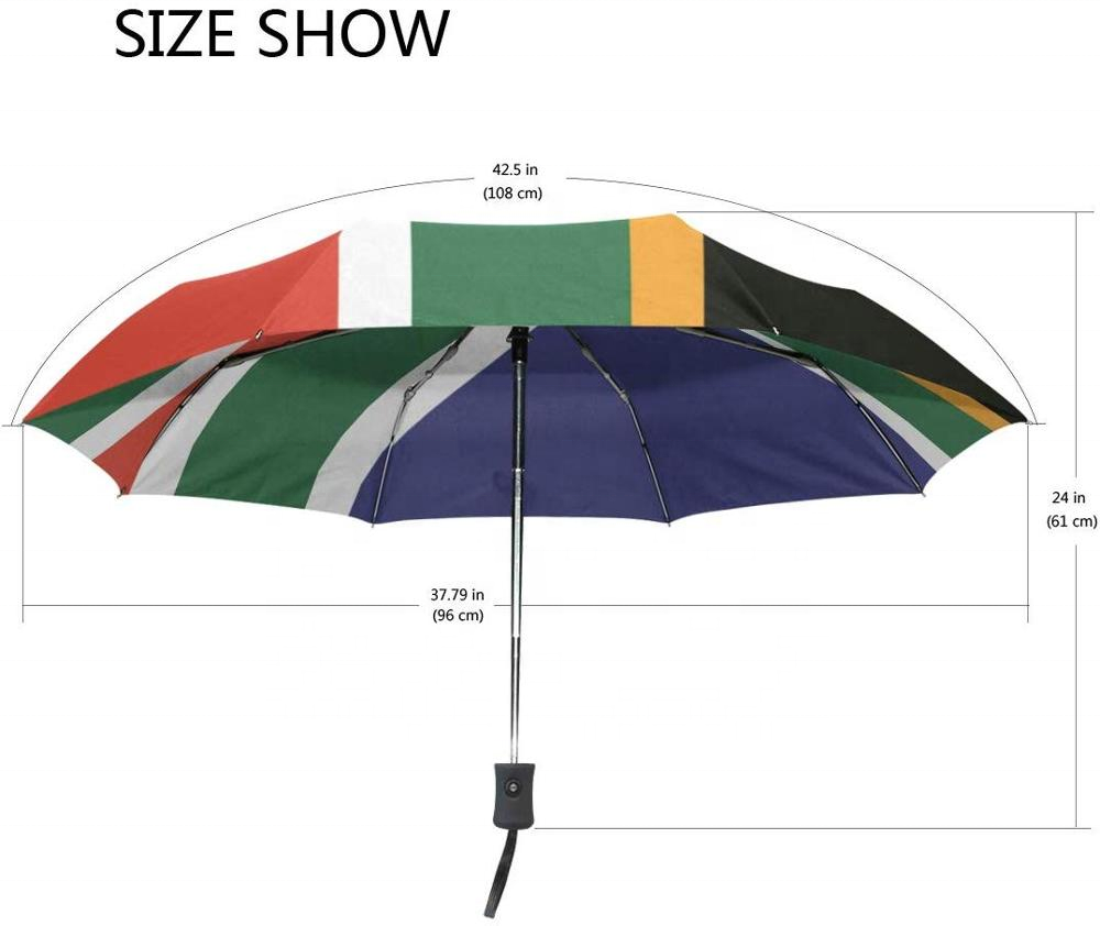 OVIDA country flag customized automatic open windproof compact umbrella three folding umbrella China factory OEM