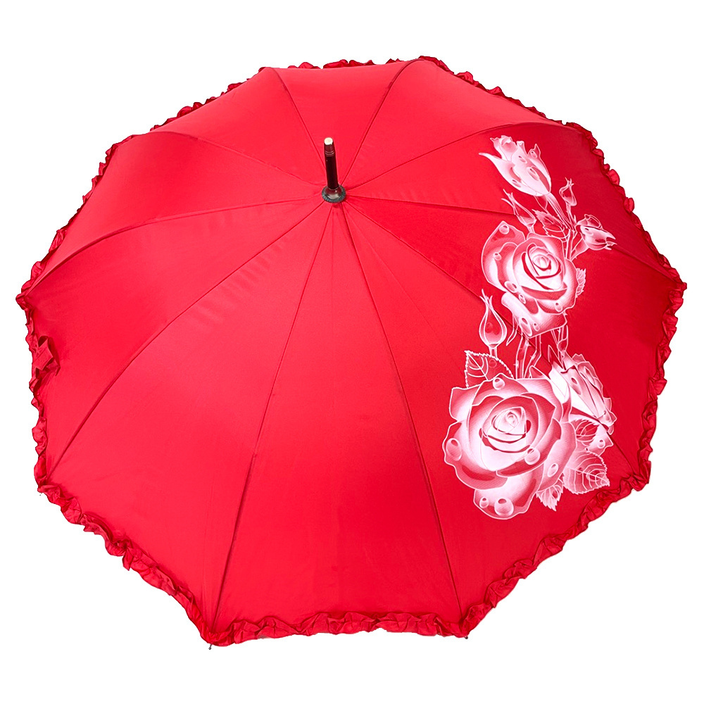 Ovida Umbrella For Wedding Auto-open 23inch 10ribs Straight Umbrella With Flowers Unique Design Umbrella