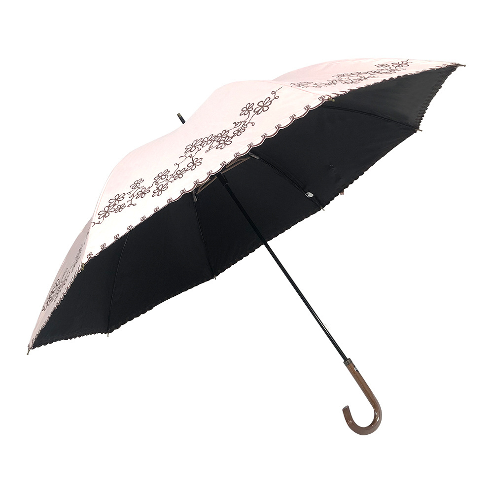 OVIDA super sun proof pongee fabric black UV coating with lace taping Japanese ladies umbrella