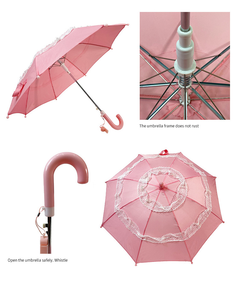 OVIDA Pink Mini Kids Umbrella Automatic Open Lace Design Custom Printed Logo Genuine Guarantee Cute Children's Umbrella China