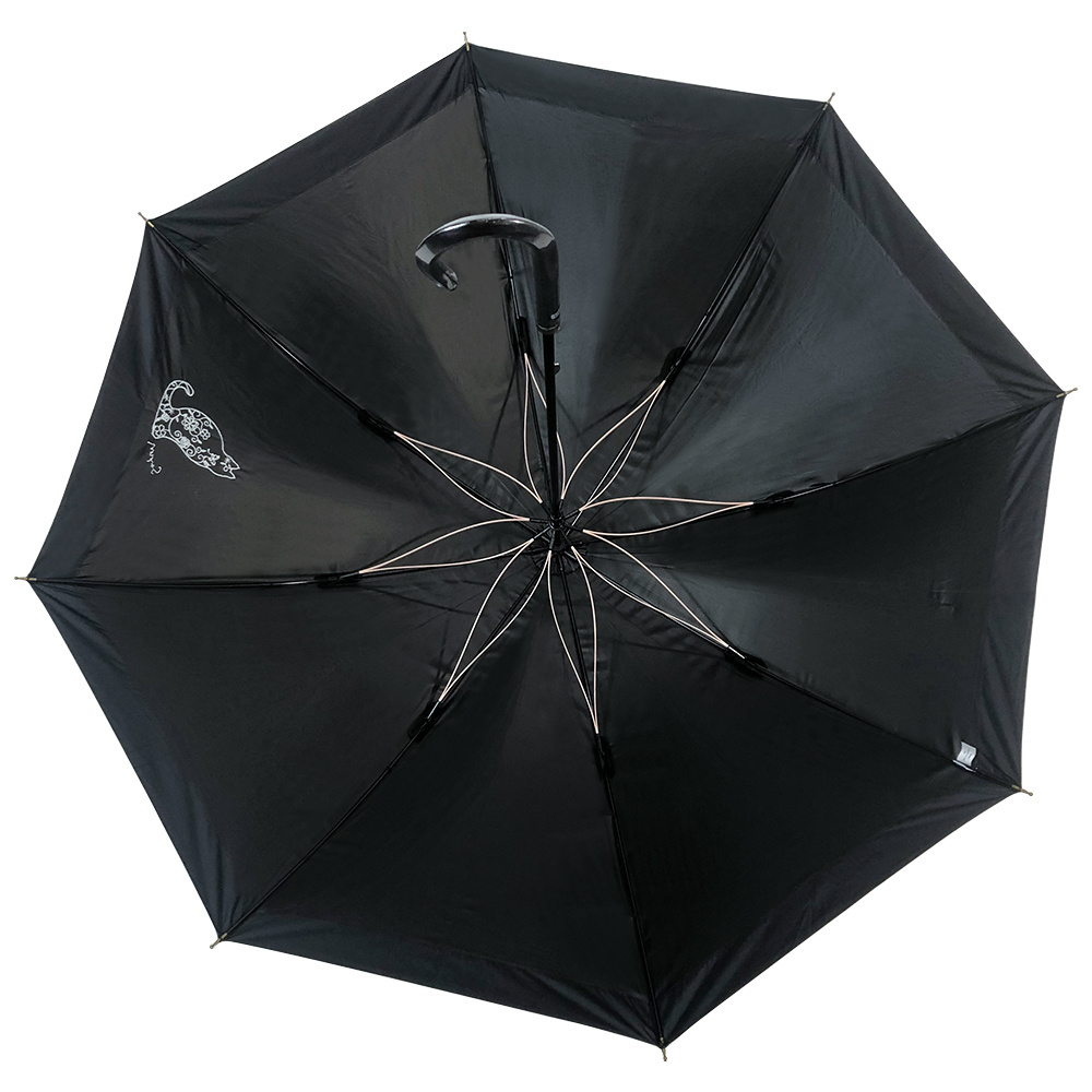 OVIDA wooden crook Japan modern umbrella black UV coating super sun protection all weather umbrella